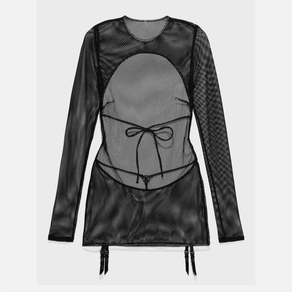 Savage X Fenty - 
GLOSSY FLOSSY LONG SLEEVE FISHNET GARTER SLIP